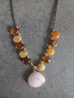 Onyx en rozenkwarts ketting, Sieraden, Tassen en Uiterlijk, Kettingen, Ophalen of Verzenden, Zo goed als nieuw, Roze, Steen of Mineraal