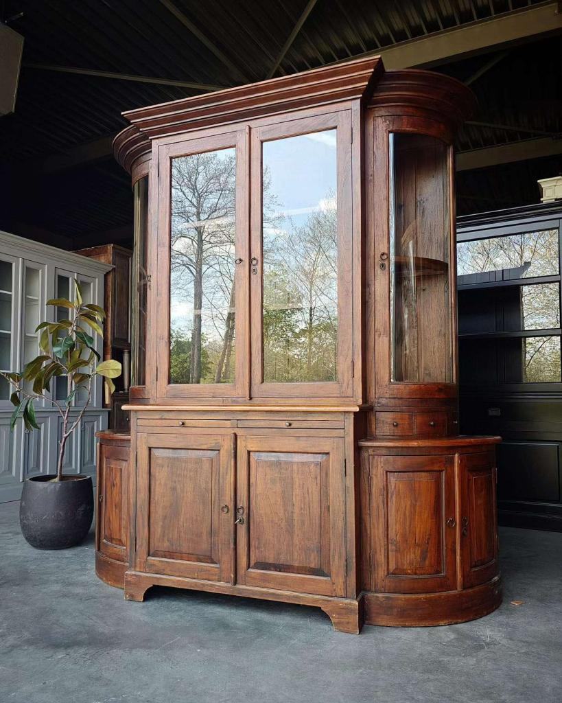Uniek! Antieke halfronde winkelkast | Servieskast #5977, Antiek en Kunst, Antiek | Meubels | Kasten, Ophalen of Verzenden