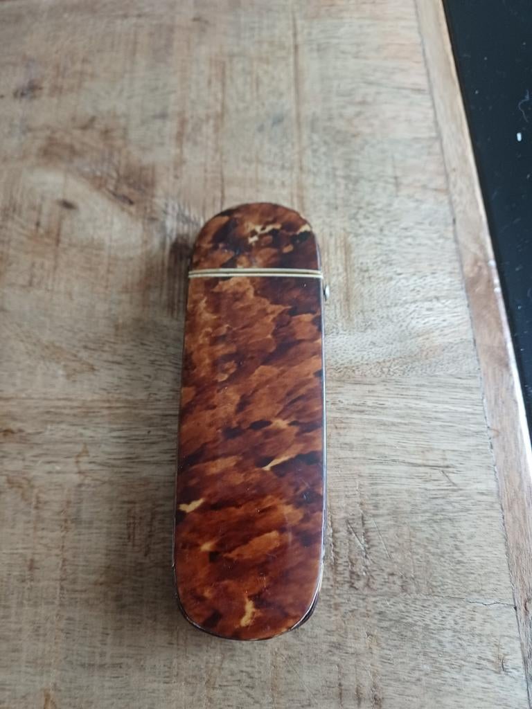 Oude brillenkoker van schilpad schild zie foto, Ophalen of Verzenden