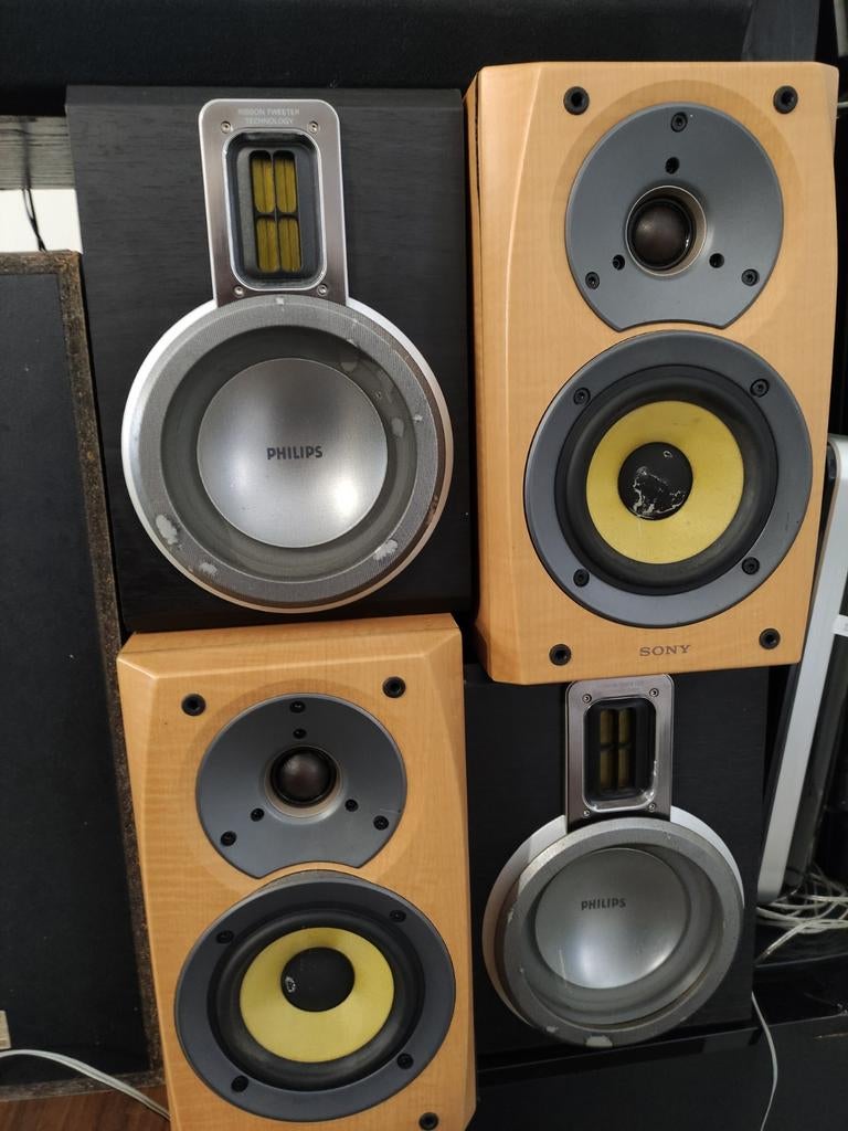 Philips en Sony Speakers - Diverse Modellen, Audio, Tv en Foto, Luidsprekers, Gebruikt, Front, Rear of Stereo speakers, 60 tot 120 watt