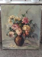 Antiek bloemstilleven op canvas, 50x45 cm, Ophalen