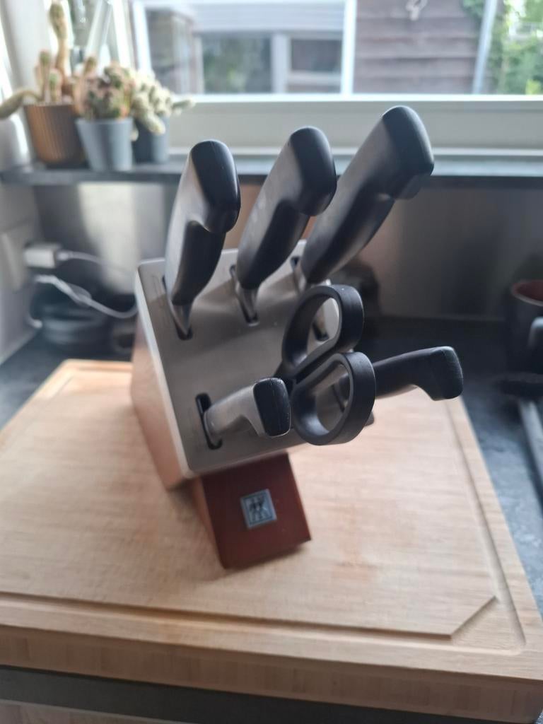 ZWILLING Messenblok met 6 messen en schaar, Overige typen, Hout, Ophalen of Verzenden, Zo goed als nieuw