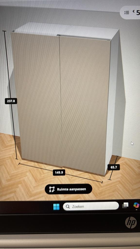 Beige Pax kledingkast, Ophalen, Gebruikt, 100 tot 150 cm, 200 cm of meer