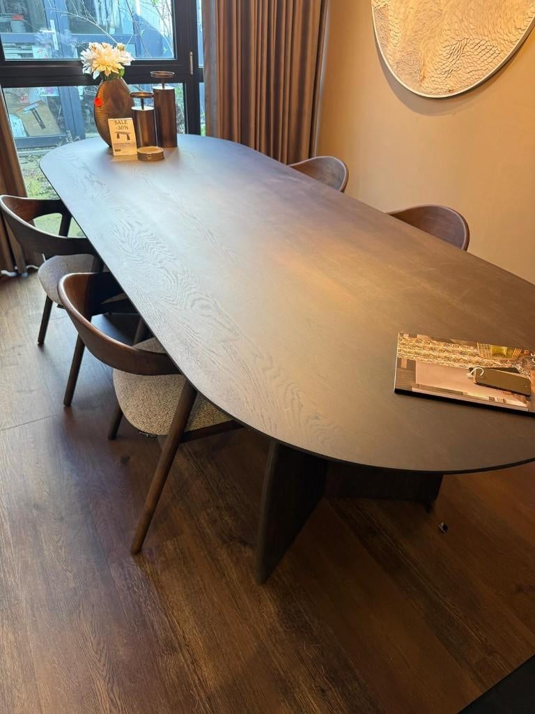 Eettafel Giulia Wengé hout 260x100 showroommodel, Ophalen, Gebruikt, 100 tot 150 cm, Eikenhout