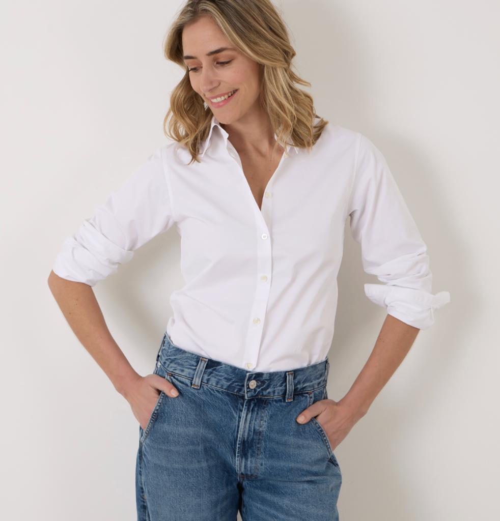 CLOSED witte blouse poplin katoen mt M ZGAN, Maat 38/40 (M), Verzenden, Zo goed als nieuw, Wit