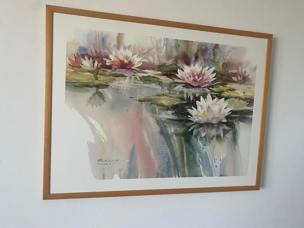 Schilderij waterlelies - Brent Heighton 'A Shimmer of Light', Ophalen of Verzenden