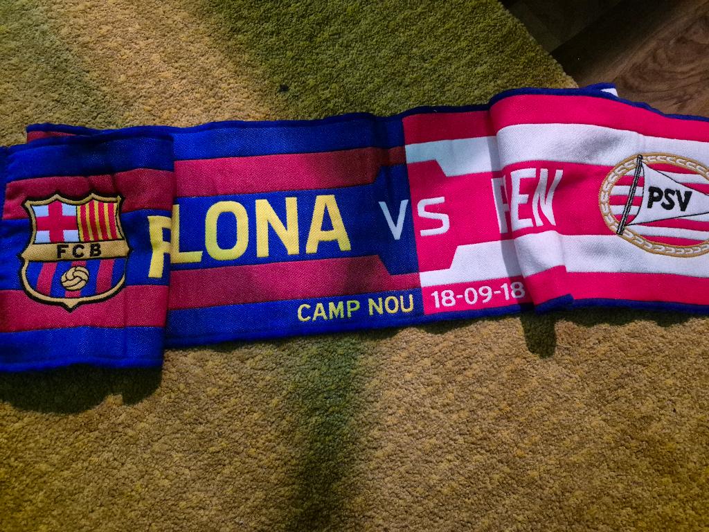 Wedstrijdsjaal FC Barcelona - PSV, Verzamelen, Sportartikelen en Voetbal, Ophalen of Verzenden, Zo goed als nieuw, PSV