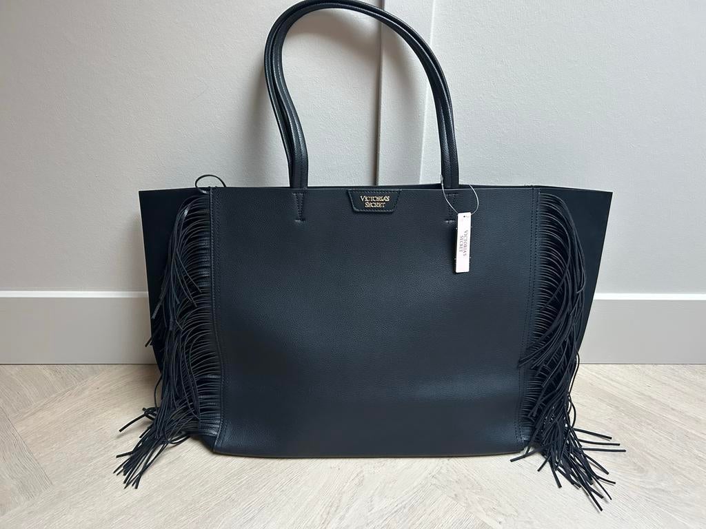 Nieuwe Victoria's Secret shopper tas met franjes, Ophalen, Nieuw, Zwart, Shopper
