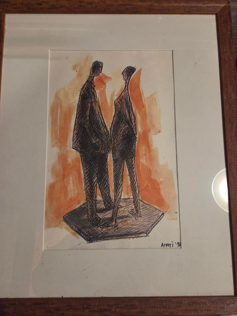 Ingelijste tekening van Amati, 1994, Antiek en Kunst, Kunst | Tekeningen en Foto's, Ophalen of Verzenden