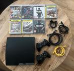PS3 Slim met 2 controllers, 7 games en alle kabels, Met 2 controllers, Slim, Gebruikt, Met games