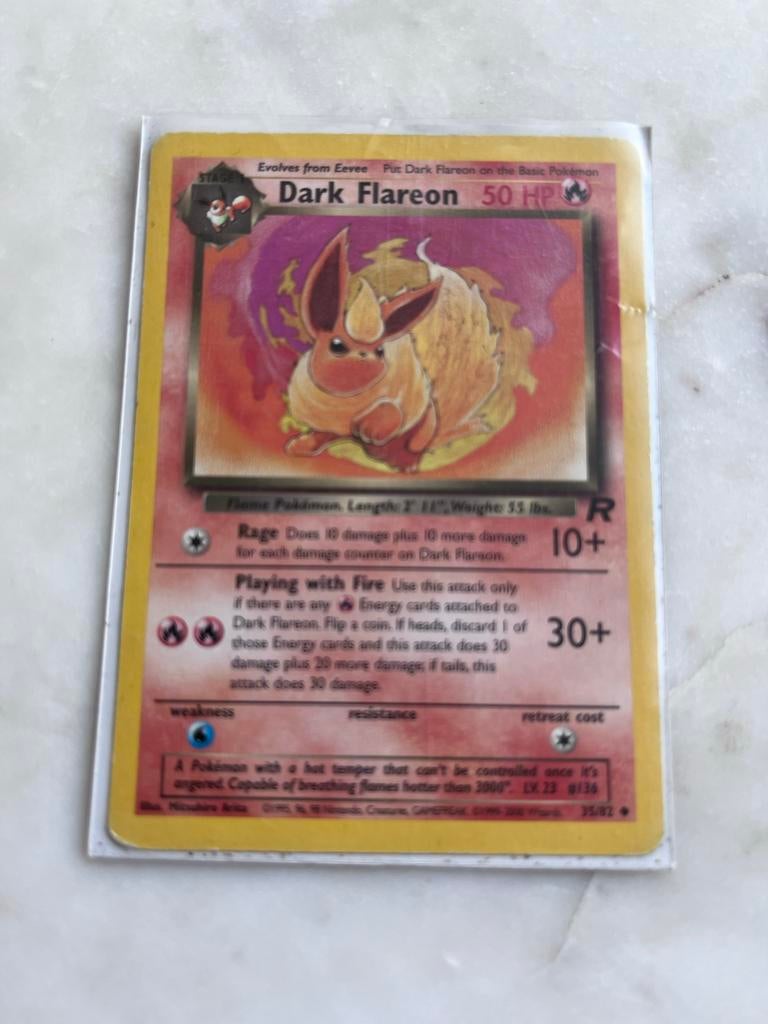 Pokémon Kaart: Dark Flareon 50 HP (Wizards 35/82), Ophalen, Gebruikt, Losse kaart
