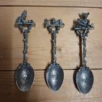 3 kleine tinnen lepeltjes met figuurtjes, Ophalen of Verzenden