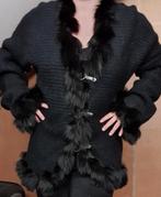 Stizzoli zwart vest met bont – Made in Italy – maat L, Kleding | Dames, Ophalen of Verzenden, Zo goed als nieuw, Maat 38/40 (M)