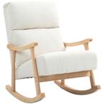 Comfortabele Witte Schommelstoel met Houten Frame, Huis en Inrichting, Stoelen, Modern, Scandinavisch, Comfort, Wit, Nieuw, Ophalen of Verzenden