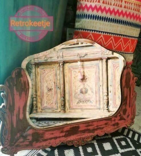 Brocante/Scandinavian pink/Spiegel /Boho, Ophalen of Verzenden