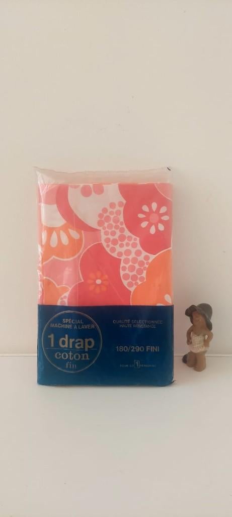 1 Vintage retro space bed stof laken roze oranje flower 70, Huis en Inrichting, Slaapkamer | Beddengoed, Eu, Eenpersoons, Eu, Nieuw