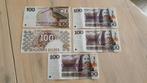 Setje van 5 100 gulden bankbiljetten €180 LEES GOED AUB, Ophalen, 100 gulden, Setje
