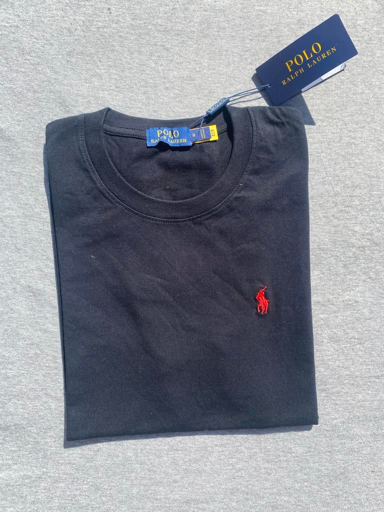 Ralph Lauren Zwart Unisex T-shirt Maat M met Rood Logo, Ophalen of Verzenden, Zo goed als nieuw, Maat 48/50 (M), Zwart