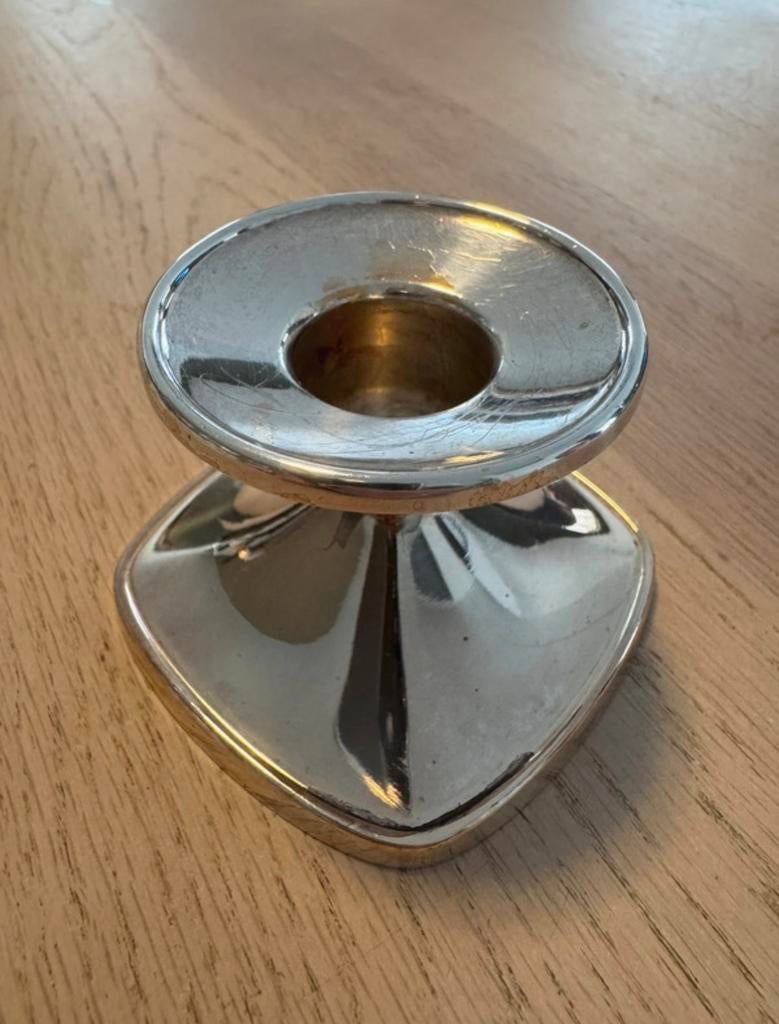 Antiek verzilverd kandelaar(tje), Ophalen of Verzenden, Zilver