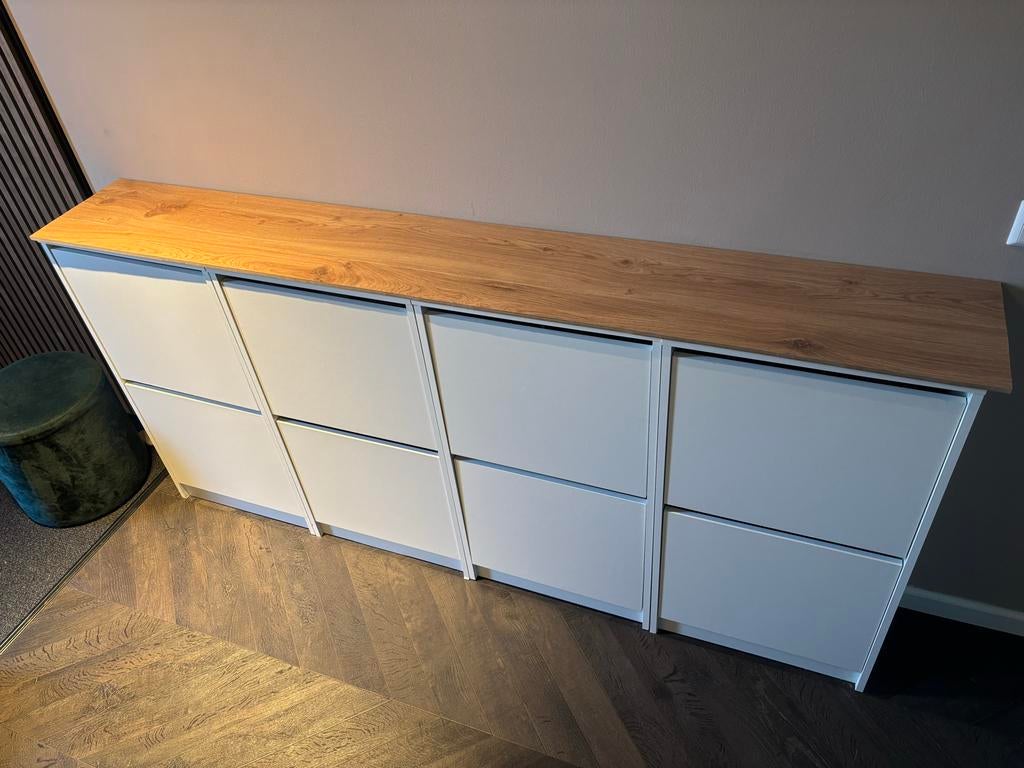 4x IKEA Bissa Schoenenkast 2 vakken, wit, 49x28x93 cm, Ophalen, Gebruikt