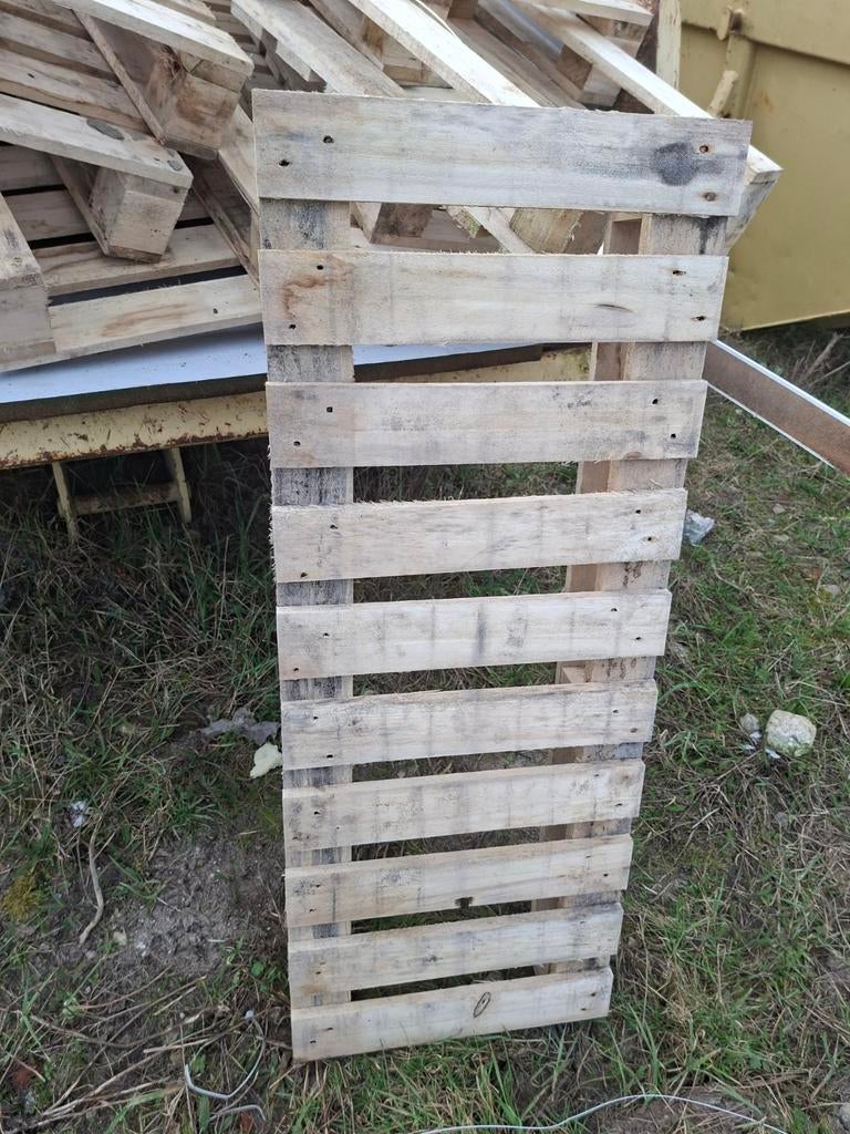 Tuinbank van pallets - DIY project maten 43 breed 110cm lang, Ophalen, Gebruikt, Palen, Hardhout