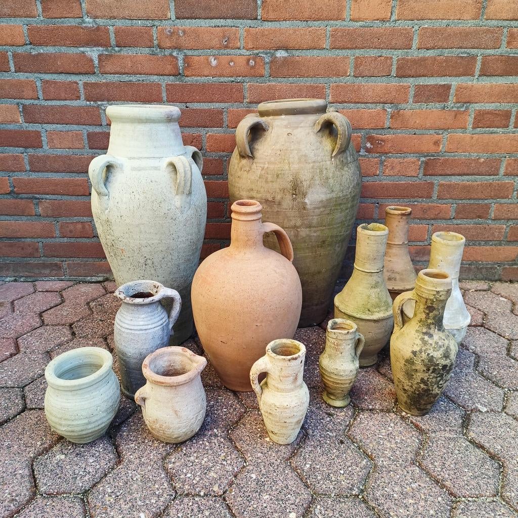Verschillende types en formaten terracotta amphoren, Tuin en Terras, Bloempotten, Ophalen, Rond, Minder dan 25 cm, Minder dan 40 cm