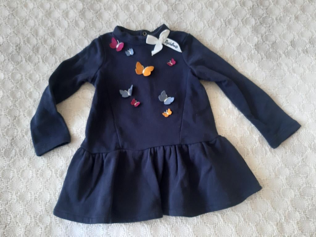 donkerblauwe jurk Cycleband maat 80, Kinderen en Baby's, Babykleding | Maat 80, Ophalen, Meisje, Jurkje of Rokje, Zo goed als nieuw