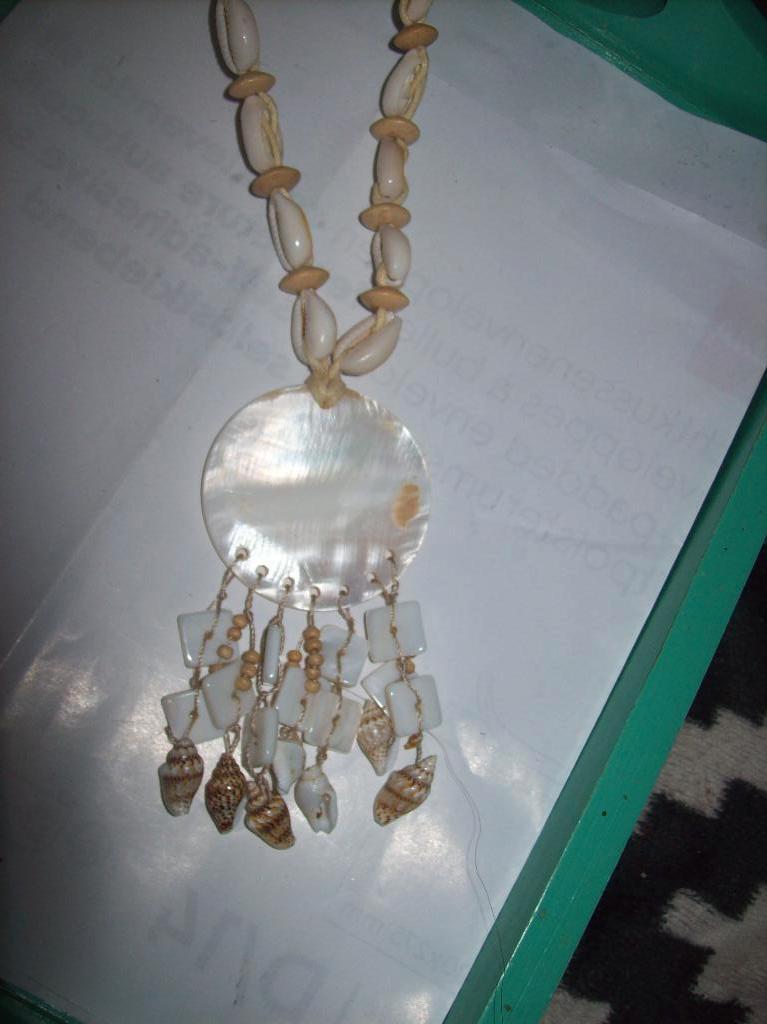 Ketting Beige Wit Tint Steen Schelp Parelmoer, Sieraden, Tassen en Uiterlijk, Kettingen, Verzenden, Nieuw, Wit, Steen of Mineraal