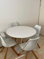 Eettafel ikea met 4 stoelen, Ophalen, 100 tot 150 cm, Rond, Zo goed als nieuw