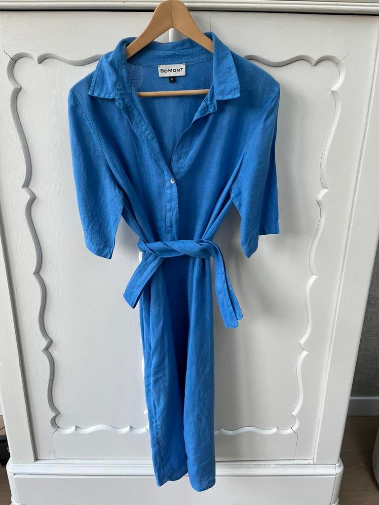 Linnen jurk Bomont lichtblauw XL, Blauw, Maat 46/48 (XL) of groter, Ophalen of Verzenden, Zo goed als nieuw