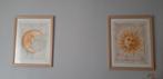 2 mooie grote schilderijen met zon en maan afbeelding, Ophalen