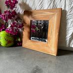 Spiegel (facet) – lijst van teakhout - 40 x 40 cm -TTM Wonen, Minder dan 50 cm, Www.ttmwonen.nl, Vierkant, Nieuw