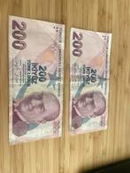 2 x 200 lira Turkije, Postzegels en Munten, Ophalen of Verzenden, Overige landen
