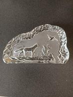 Nybro cristal glassculptuur,Zweden, wolf met fazant, Antiek en Kunst, Antiek | Glas en Kristal, Ophalen of Verzenden