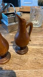 Twee teakhouten miniatuur kruikjes mid-Century, Ophalen of Verzenden