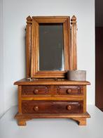 Vintage sieradenkistje sieradenkastje klapspiegel eikenhout, Bruin, Ophalen of Verzenden, Hardcase, Zo goed als nieuw