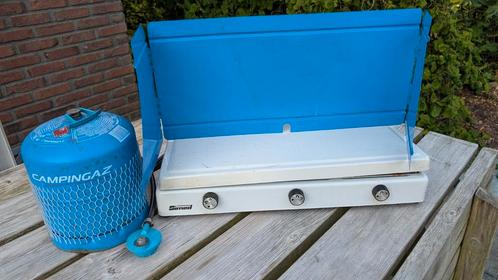 Campinggaz gasstel, 3 pits, gasfles 907, Caravans en Kamperen, Kampeeraccessoires, Gebruikt, Ophalen