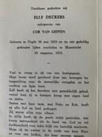 Deckers x van Geffen 1919 Vught 1975 Maastricht, Verzamelen, Bidprentjes en Rouwkaarten, Ophalen of Verzenden, Bidprentje