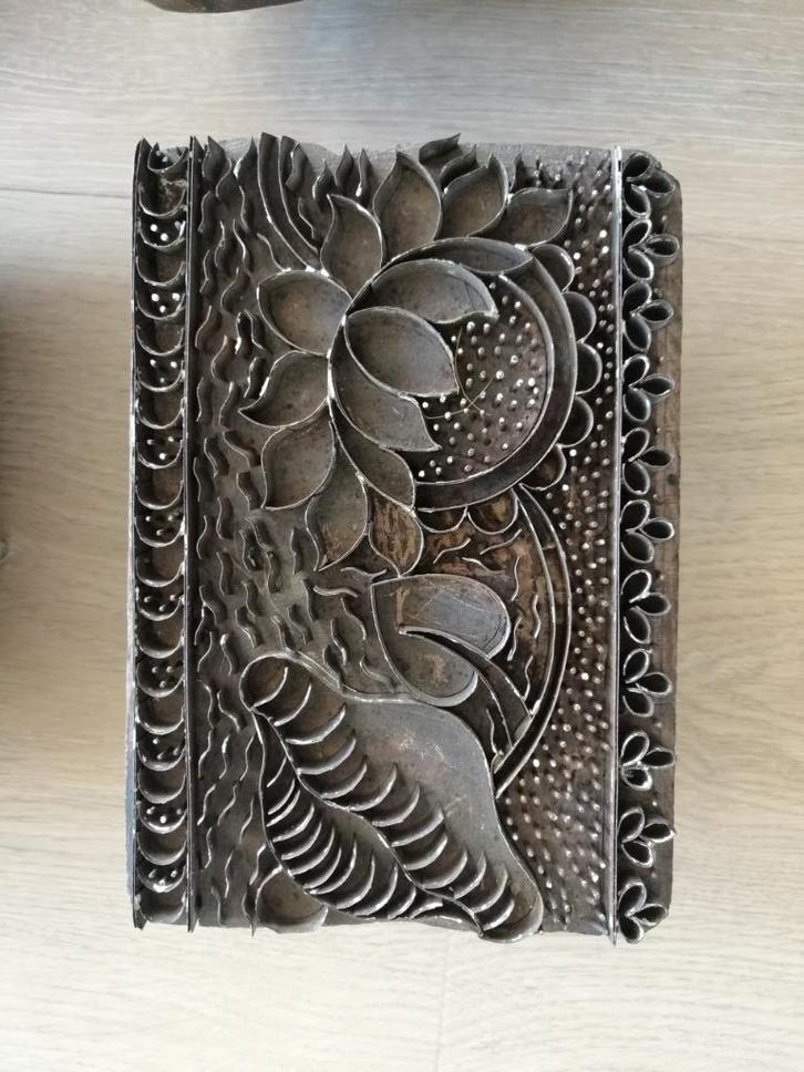 antiek India metalen drukblok kleed textielontwerp kunstwerk, Antiek en Kunst, Antiek | Kleden en Textiel, Ophalen of Verzenden
