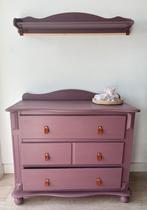 Gerestylde houten commode oud roze - paars met wandplank roe, Ophalen, 50 tot 70 cm, 90 tot 105 cm, 100 cm of meer