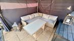Loungeset beige hoekbank, Tuin en Terras, Tuinsets en Loungesets, Ophalen, 5 zitplaatsen, Kunststof, Zo goed als nieuw