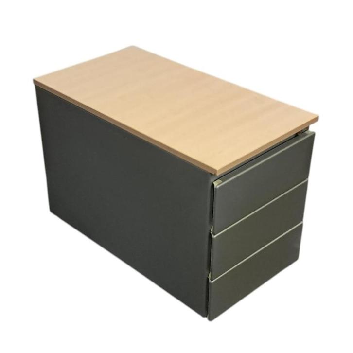 Steelcase Ladeblok 3 Laden Zilvergrijs Ahorn, Huis en Inrichting, Kasten | Ladekasten, Gebruikt, Minder dan 100 cm, Minder dan 50 cm