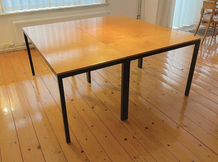 Grote 3-delige eetkamertafel/werktafel, metaal/hout., Huis en Inrichting, Tafels | Eettafels, Gebruikt, 150 tot 200 cm, 150 tot 200 cm