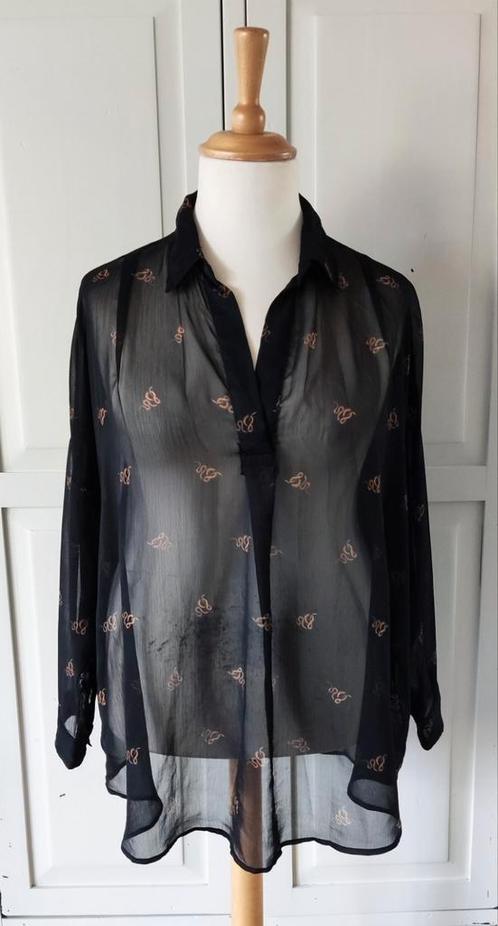 Shoeby wijde zwarte blouse met print maat M, Kleding | Dames, Blouses en Tunieken, Gedragen, Maat 38/40 (M), Zwart, Ophalen of Verzenden