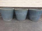 3x geglazuurde vorstbestendige ronde bloempot prachtig blauw, Rond, Nieuw, Ophalen of Verzenden, Tuin