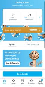 3 volle efteling spaarkaarten AH, Drie personen of meer, Kortingsbon, Pretpark