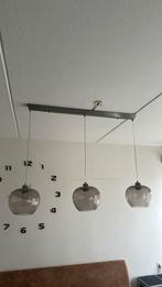 Hanglamp met smoke glas 3 lichts, Huis en Inrichting, Lampen | Hanglampen, Ophalen, Zo goed als nieuw, Glas, Minder dan 50 cm