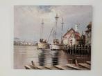 Schilderij haven, boten 60*50 cm olieverf, Ophalen of Verzenden