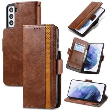 Galaxy S21 5G Luxe PU-leer Wallet Flip Case _ Donkerbruin