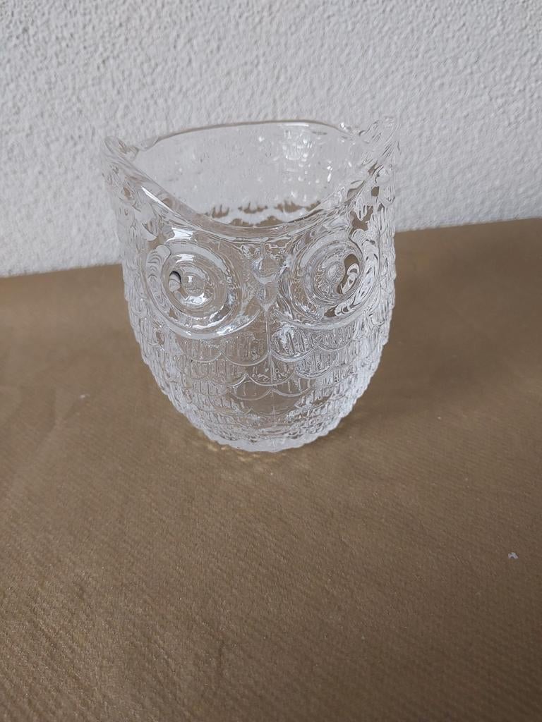 Leuke glazen waxinelichthouder in uil vorm, Overige kleuren, Ophalen of Verzenden, Minder dan 50 cm, Glas